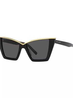 Saint Laurent Black and Gold Cat-Eye Sunglasses